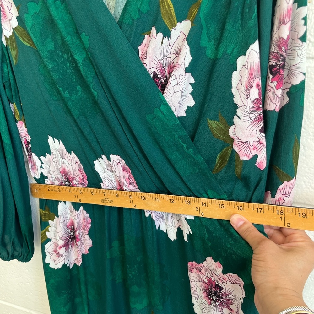 Plenty‎ x Tracey Reese Green Floral Asymmetrical Midi Sonja Dress Sz. XL - Picture 6 of 8